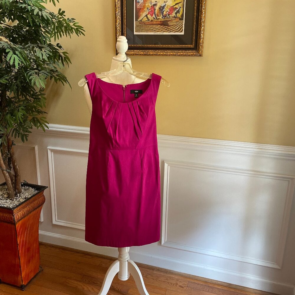 Mossimo Business Casual Sleeveless Dress Size 8 Pleated Bodice in Raspberry